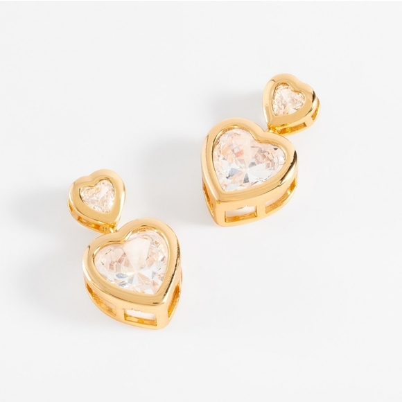 Nice & Bella Gold Plated Heart-Shaped Crystal Earrings - Picture 2 of 3